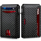 Carbon Fiber Bi-Fold Men's Wallet with Magnetic Slide-Out Card Holder and Anti-Theft Protection