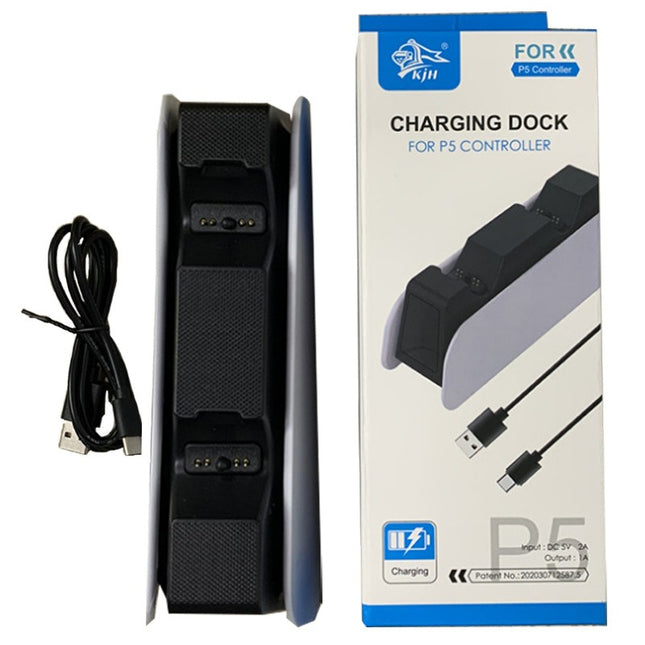 Dual Charging Dock for PS5 Wireless Controllers with LED Status Display and Headphone Jack Stand