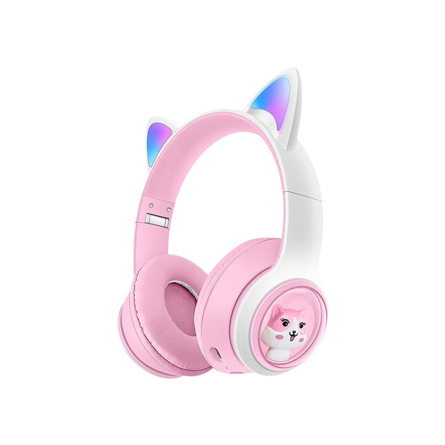 Luminous Cat Ear Bluetooth Wireless Gaming Headset with Deep Bass and Comfortable Over Ear Fit