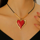 Large Exaggerated Heart Pendant Necklace Sweet Spicy Lolita Style Clavicle Chain for Women