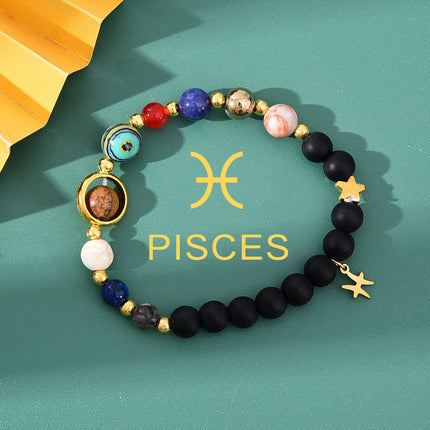 Natural Tiger Eye Stone Beaded Bracelet Elastic Chakra Healing Jewelry for Men and Women Zodiac