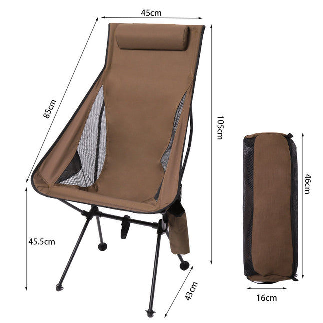Lightweight Aluminum Folding Camping Chair with Headrest for Comfortable Outdoor Fishing Travel