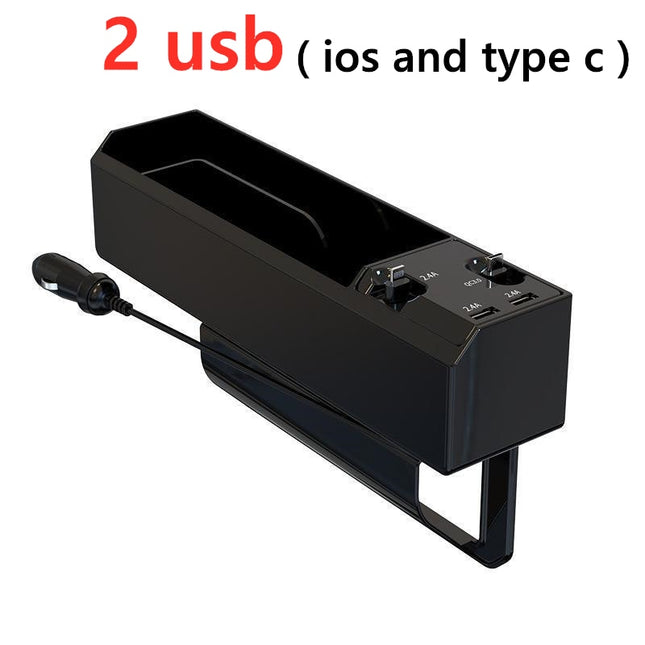 Universal Car Seat Gap Storage Box with Fast Charging and Phone Holder for Organized Interior