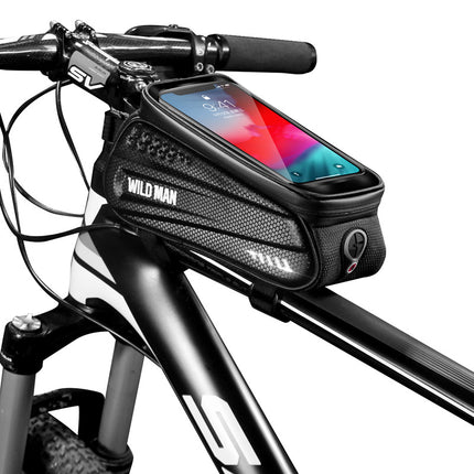 Waterproof Hard Shell Bicycle Front Frame Bag with Touch Screen Phone Mount for Mountain Bikes