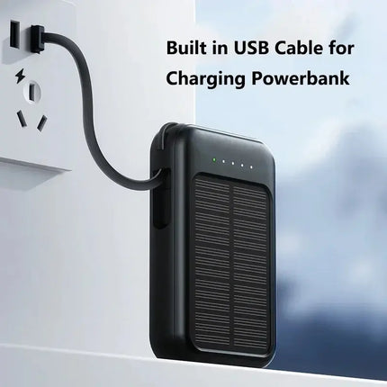 Portable 20000mAh Mini Solar Power Bank High Capacity Mobile Charger for Outdoor Camping Travel