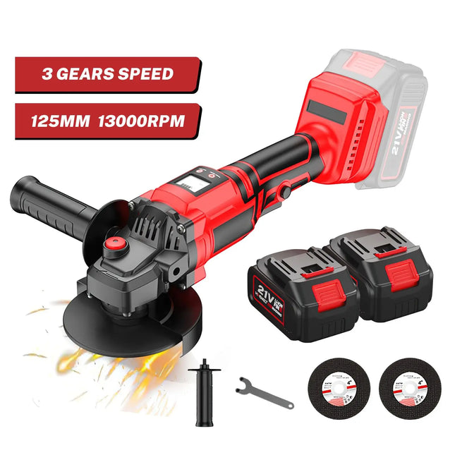 125mm Cordless Brushless Angle Grinder 1000W 3-Speed Cutting Tool Compatible with Makita 18V Battery