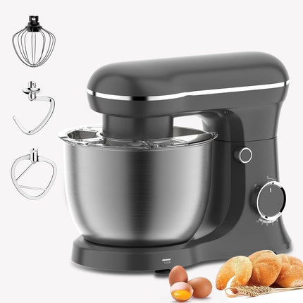 Batidora de pie multifuncional de 1500W con bol de acero inoxidable de 5L, máquina eléctrica de mezcla de masa de 6 velocidades