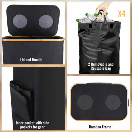 160L Extra Large Recycling Bin, Foldable Waterproof Storage Bucket for Bottles Cans and Laundry