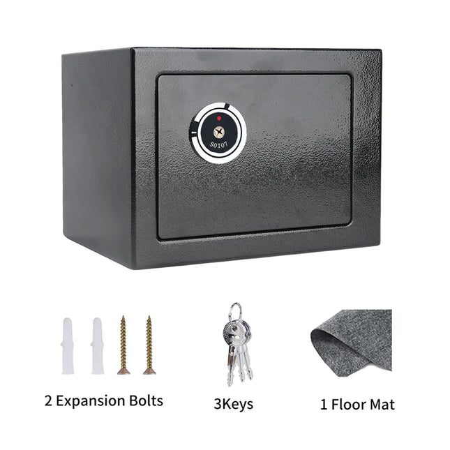 Portable Steel Security Safe Box with Key Lock for Cash Money Documents and Valuable Item Storage