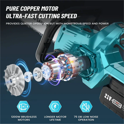 16-Zoll Bürstenlose Elektro-Kettensäge 3500W Akku-Holzbearbeitungswerkzeug Kompatibel mit Makita Akku