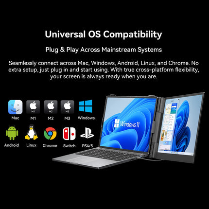 15,3 Zoll Tragbarer Monitor, 1080P FHD IPS Laptop-Bildschirm-Erweiterung, Dual-Display für Mac Windows Chrome