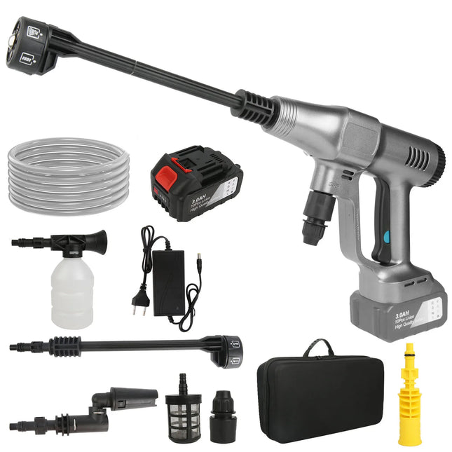 18V Cordless High Pressure Washer Gun 3500W Portable Car Cleaning Sprayer with 6 in 1 Nozzle Spray