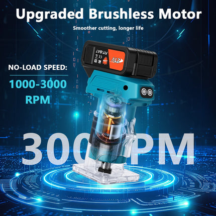 18V Akku-Holzfräse 1000W Elektrowerkzeug mit 1/4 Zoll Spannzange und 5-Gang-Verstellung