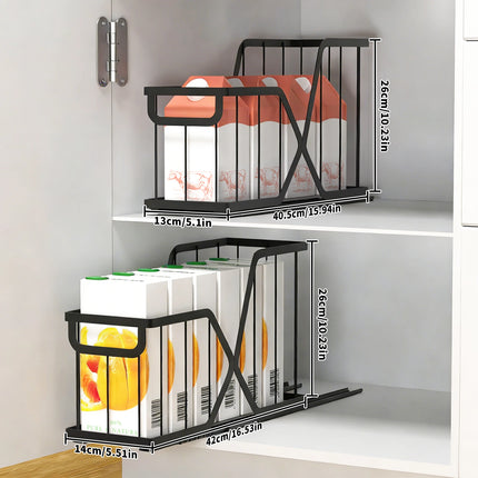 2er-Pack schlanker ausziehbarer Schrankorganizer für Küche und Bad, Unterschrank-Aufbewahrung, Kohlenstoffstahlgestell