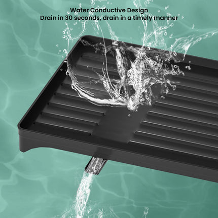 2-stufiger Geschirrabtropfständer mit Abtropfbrett und Besteckhalter – Küchenorganizer aus Kohlenstoffstahl für Spüle