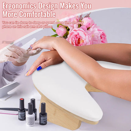 Ergonomic U-Shaped Nail Arm Rest for Manicure - Soft PU Leather Hand Support Cushion for Salon Use