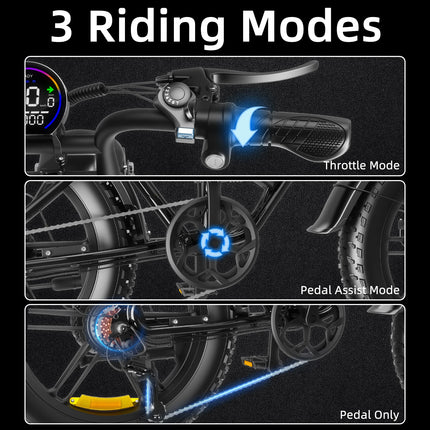1500W Elektrisches Mountainbike mit 48V 20Ah Akku und 20 Zoll Fat Tires für Geländependeln