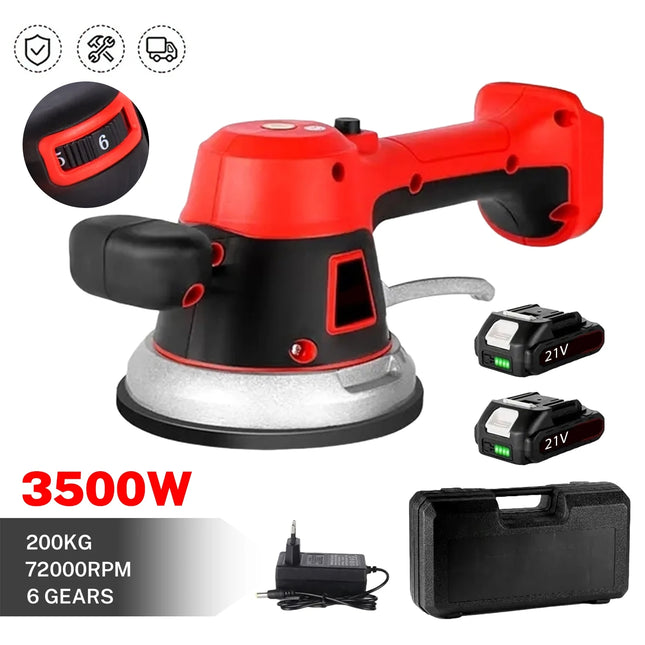 Electric Tile Vibrator 21V Cordless Suction Cup Leveling Tool 200kg Capacity 3500W Brushed Motor