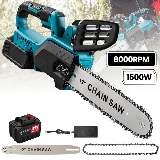 12 Inch Cordless Chainsaw 21V Brushless Motor Electric Woodworking Power Tool for Makita 18V Battery