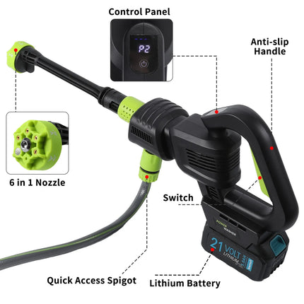 3000W Cordless High Pressure Washer 200Bar Brushless Electric Spray Gun Compatible With Makita 18V