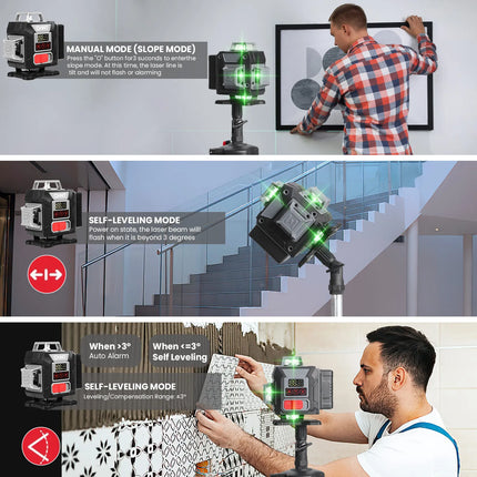 16-Linien 360-Grad Grünstrahl Laser-Nivelliergerät mit Stativ, selbstnivellierendes horizontales und vertikales Werkzeug