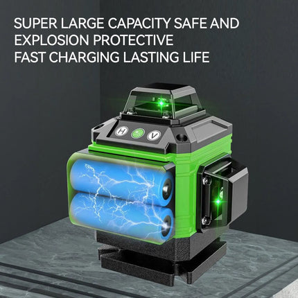 16-Linien Grüner Laser-Nivellierer mit 1,2M Stativ, Selbstnivellierendes Horizontal- und Vertikal-Werkzeugset