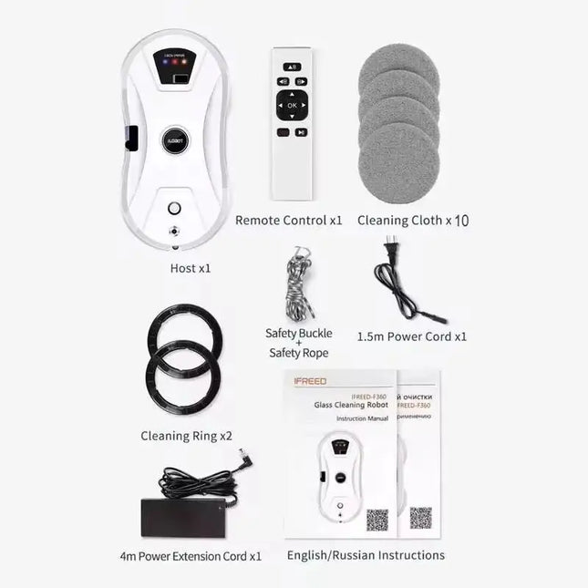 5600Pa Automatic Window Cleaning Robot with Ultrasonic Water Spray and Remote Control Glass Wiper