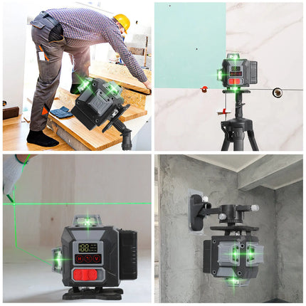 16-Linien 360-Grad Grünstrahl Laser-Nivelliergerät mit Stativ, selbstnivellierendes horizontales und vertikales Werkzeug