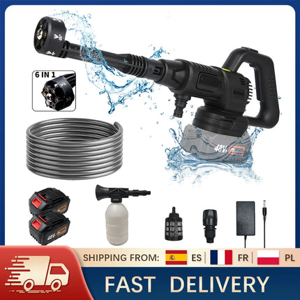 Lavadora a presión portátil inalámbrica de 21V con boquilla 6 en 1 para limpieza de autos y mantenimiento del hogar