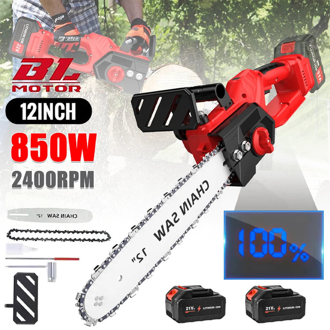 12 Inch Brushless Cordless Chainsaw 850W Portable Woodworking Saw Compatible With Makita 18V Battery