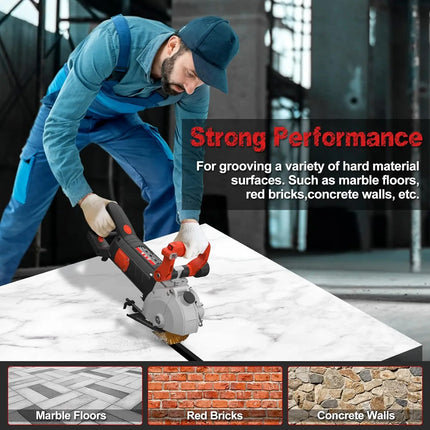 Tagliapareti Elettrico 4800W Macchina per Scanalature in Calcestruzzo 133mm con Guida Laser 220V/50Hz