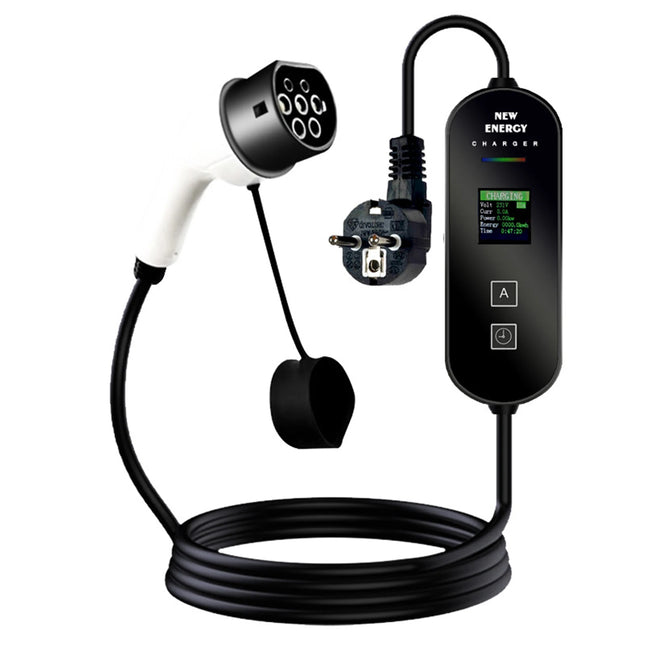 Portable EV Charger 3.5KW Adjustable Current 16A Electric Car Charging Station with 5M Cable LCD