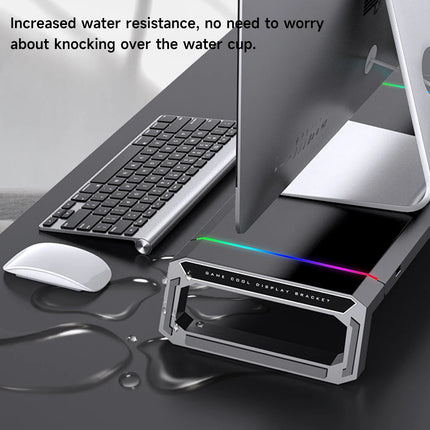 Foldable Monitor Stand Riser with USB Hub, RGB Lighting, Storage Drawer, Tablet Holder for Desk