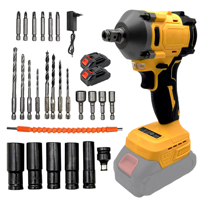 21V Akku Bürstenloser Schlagschrauber 1/2 Zoll Antrieb, 350Nm Hohe Drehmoment Werkzeugset für Mechaniker