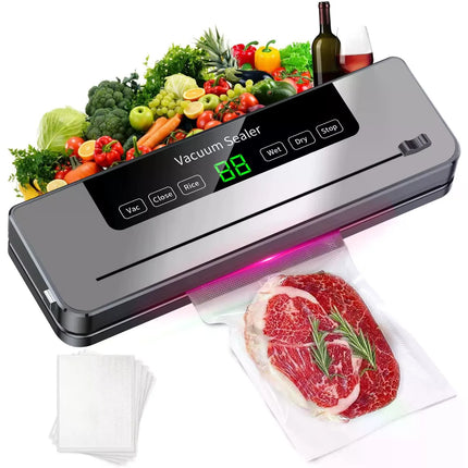 Electric Vacuum Food Sealer Machine with Built-in Cutter for Wet and Dry Food Storage 120W ABS Design