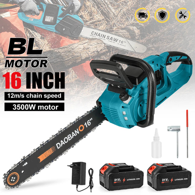 16-Zoll Bürstenlose Elektro-Kettensäge 3500W Akku-Holzbearbeitungswerkzeug Kompatibel mit Makita Akku