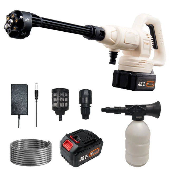21V Cordless Portable High Pressure Washer with 6-in-1 Nozzle for Car Cleaning and Home Maintenance