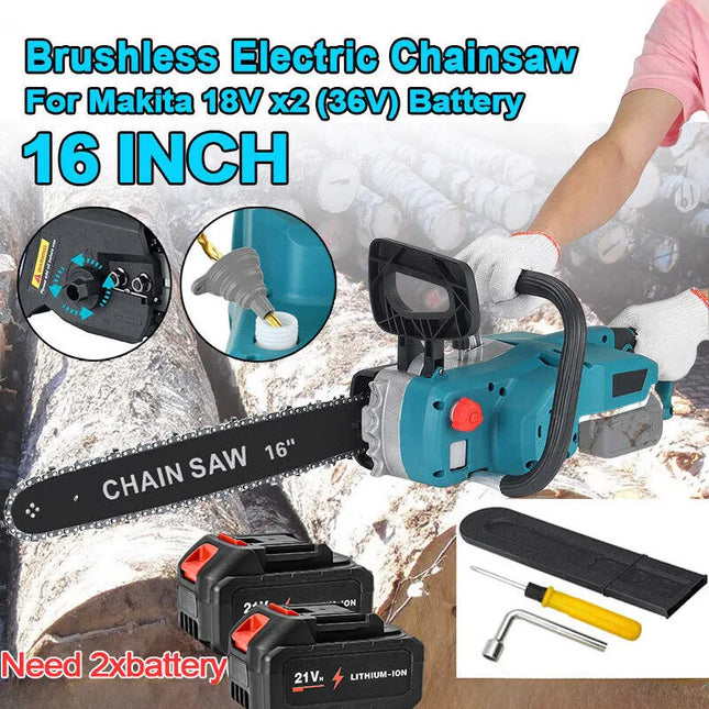 16 Zoll Akku-Kettensäge mit bürstenlosem Motor 18V Holzschneide- und Astschneider für Makita Akku