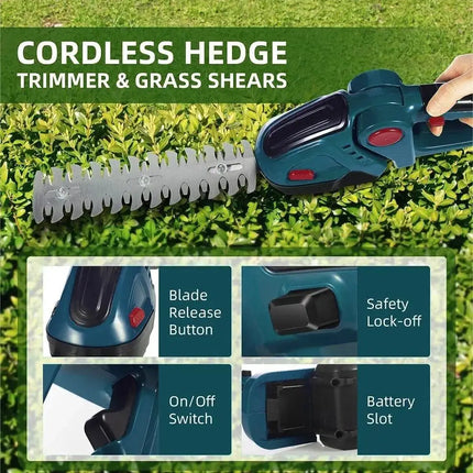 2-in-1 Akku-Heckenschere und Grasschere, 18V Handgeführtes Gartenschneidewerkzeug für Makita Akkus