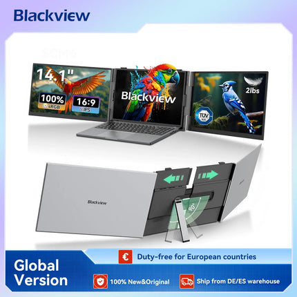 14-Zoll Dreifach Laptop-Bildschirmerweiterung, 1080P FHD IPS Tragbarer Monitor für 13-17 Zoll Windows Mac Laptops