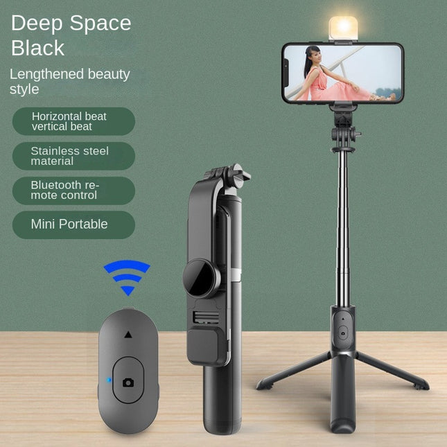 Universal Bluetooth Selfie Stick Tripod with LED Fill Light for Phone Live Streaming and Photos
