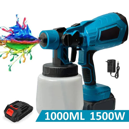1500W kabelloser Farbsprüher HVLP elektrischer Airbrush 1000ML für 18V Makita Akku Möbelwerkzeuge