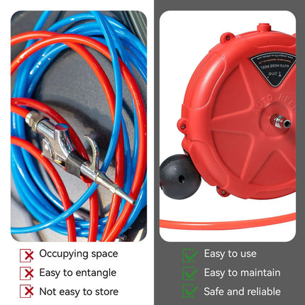 10m Retractable Air Hose Reel with 180 Degree Swivel Wall Mounted Automatic Rewind Compressor Tool