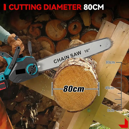 16 Zoll Bürstenlose Elektrische Kettensäge 8000W Akku-Holzschneider Kompatibel mit Makita 18V Akkus