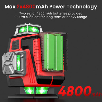 16-Linien 360-Grad Selbstnivellierender Grüner Laser mit Stativ-Set für präzise Bauarbeiten
