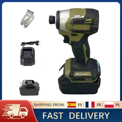 21V Cordless Brushless Impact Wrench and Screwdriver Set with LED Light for Car Repair and Home DIY