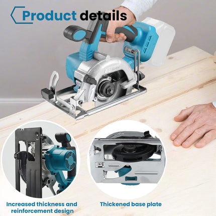 18V kabellose 5-Zoll bürstenlose Kreissäge, 125mm Holzbearbeitungswerkzeug mit verstellbarem 0-45° Gehrungsschnitt