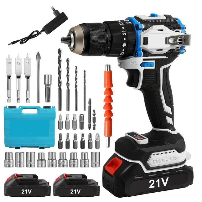 18V Brushless Cordless Impact Drill 13mm Chuck 70Nm Torque 3-in-1 Power Tool For Makita Batteries