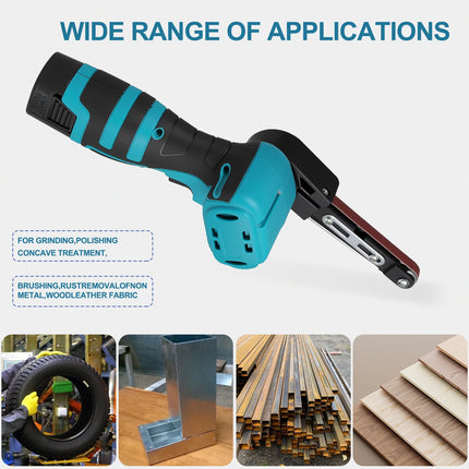 16,8V Akku-Mini-Bandschleifer und Winkelschleifer Elektrowerkzeug mit 15 Schleifbändern und 2 Akkus