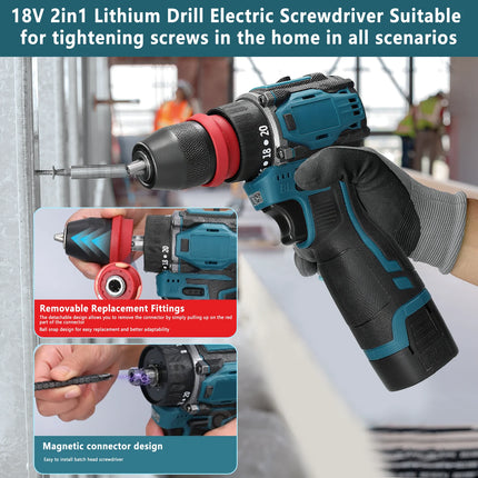 16,8V bürstenloser kabelloser Bohr- und Schrauberset mit 45Nm Drehmoment - zwei Akkus für Heimwerker-Reparaturen